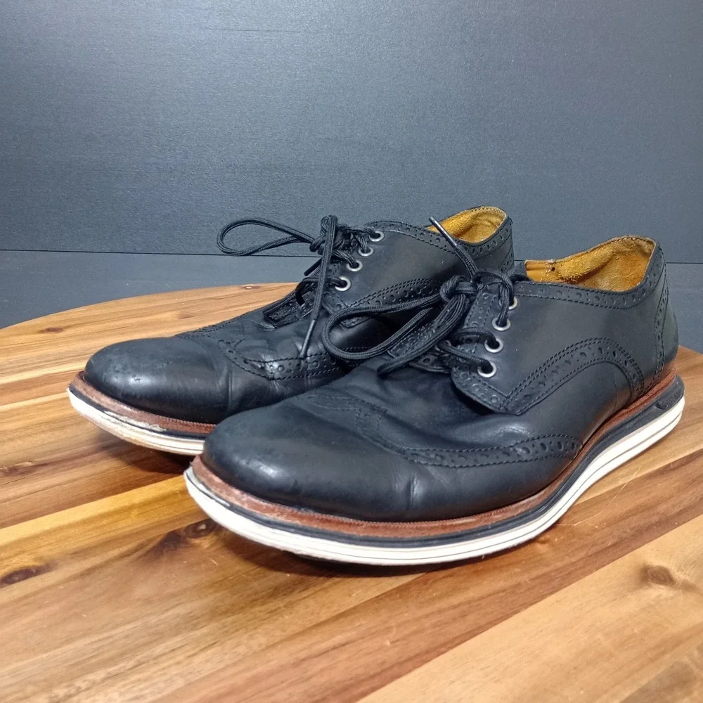 Cole Haan ZeroGrand Wingtip Oxford‎ Shoes Mens 9.5 Black Leather Office Work
